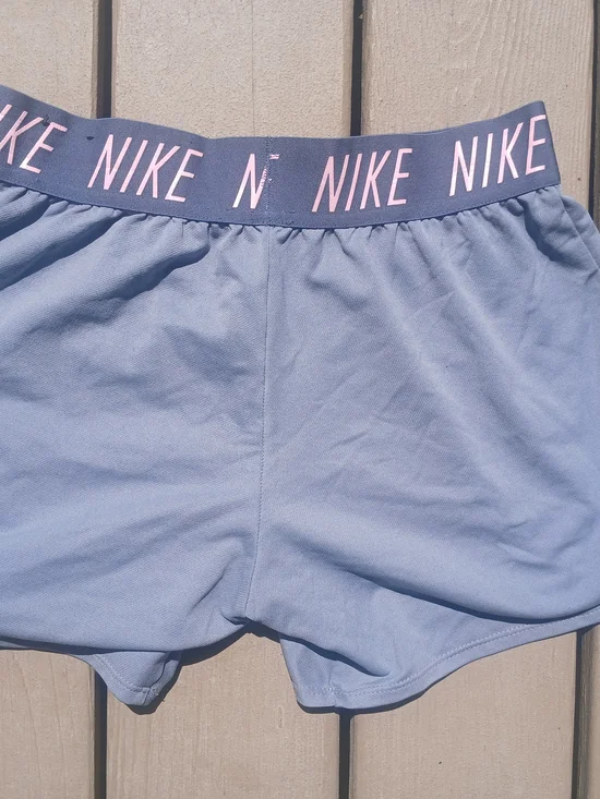 Nike Blue Athletic Shorts with Pink Logo - Picture 3 of 3
